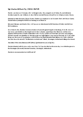 A preview of a PDF biography for Fry, Charles Williams